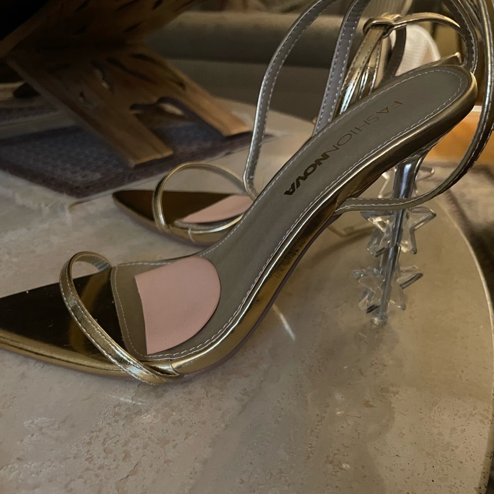 Gold star high heels